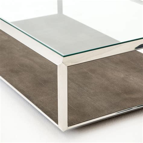 Shagreen Shadow Box Coffee Table, Stainless Steel